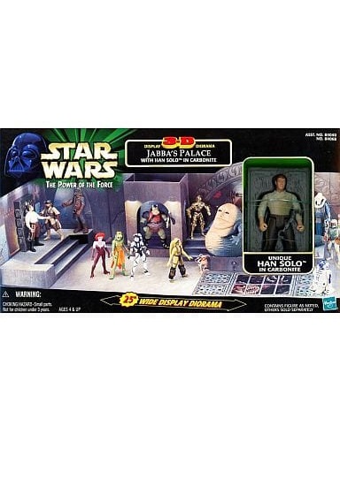 STAR WARS THE POWER OF THE FORCE DISPLAY 3-D DIORAMA JABBA'S PALACE WITH HAN SOLO IN CARBONITE